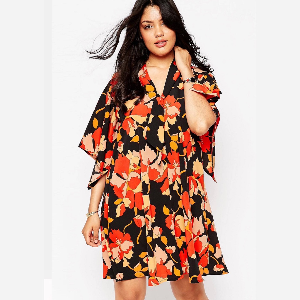 Asos 70s Floral Dress With Pussybow